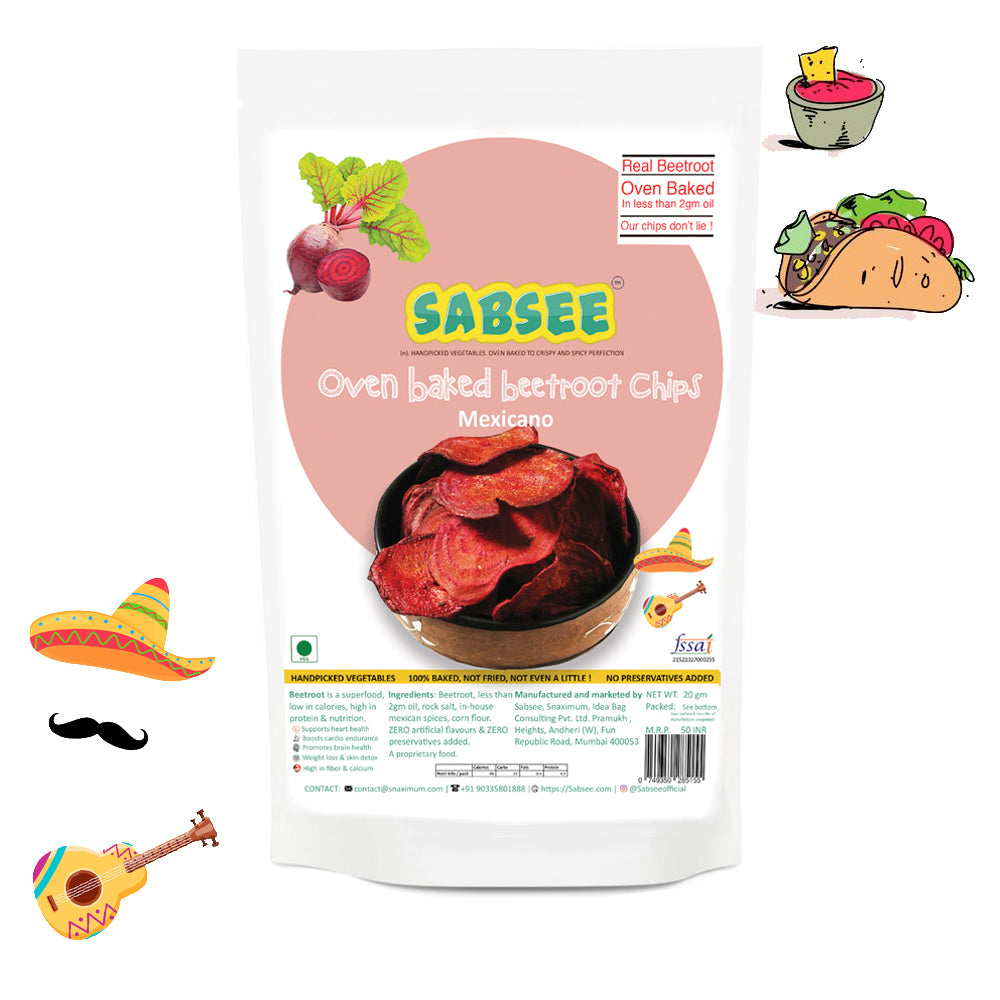 Oven Baked Beetroot Chips - Mexicano - ₹150 (3 Pack)