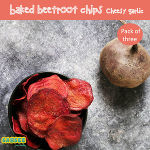 Oven Baked Beetroot Chips - Cheesy Garlic - ₹150 (3 Pack)